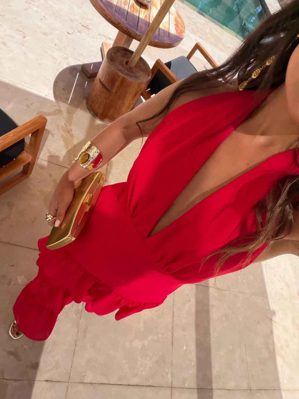 Cacao — Vestido Maxi de Fiesta con Volantes | Luna Ferrer - Luna Ferrer