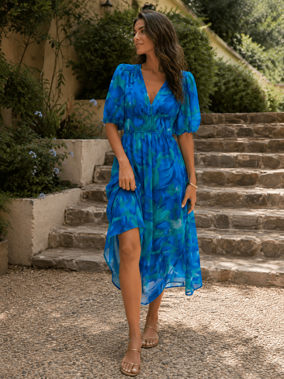 Azure — Vestido Midi Floral | Luna Ferrer - Luna Ferrer