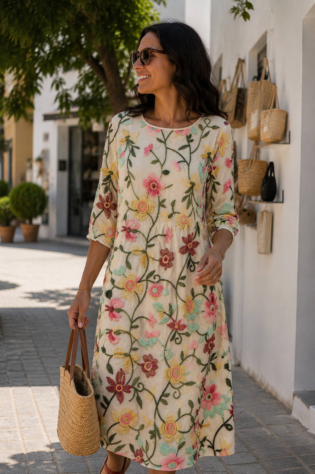 Mimosa — Vestido Floral Largo con Manga | Luna Ferrer