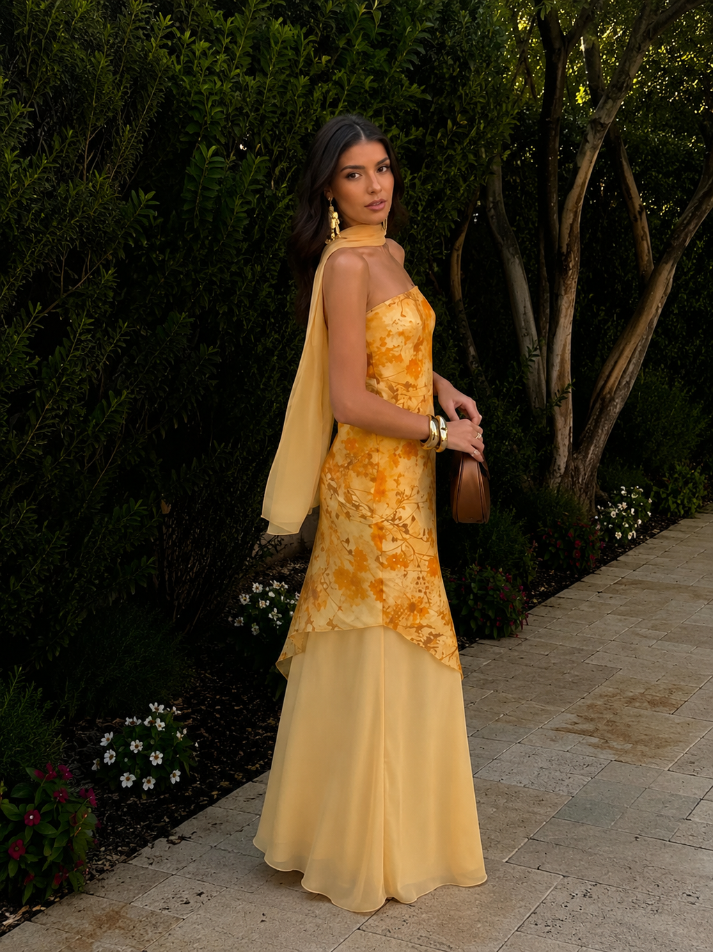 Crisantemo — Vestido Largo Mostaza | Luna Ferrer