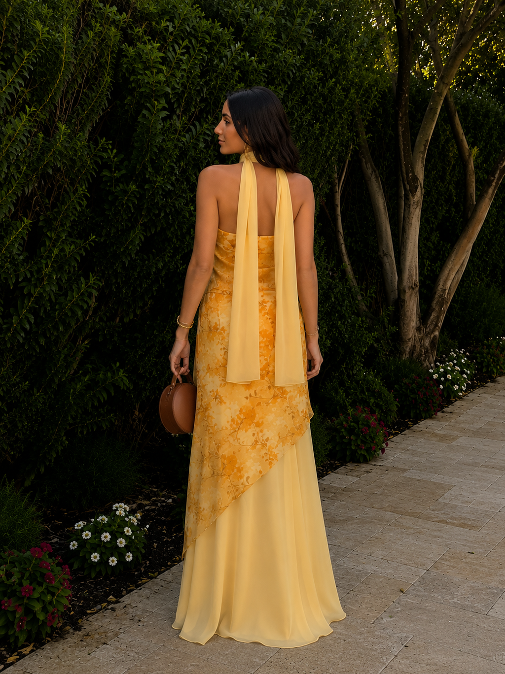 Crisantemo — Vestido Largo Mostaza | Luna Ferrer