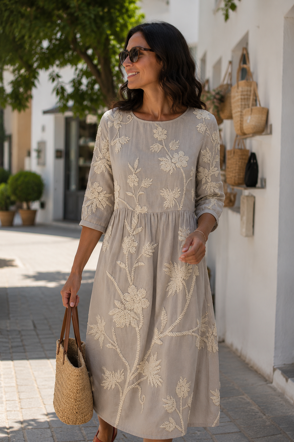 Mimosa — Vestido Floral Largo con Manga | Luna Ferrer