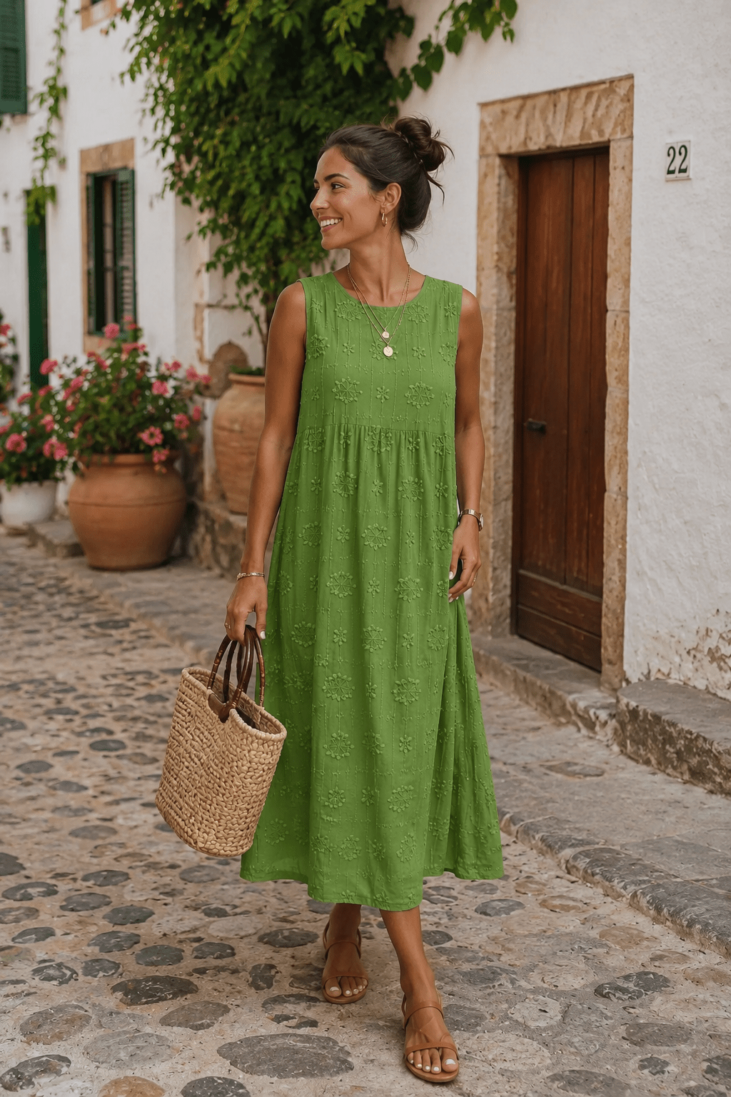 Lime — Vestido Maxi con Bordado | Luna Ferrer - Luna Ferrer