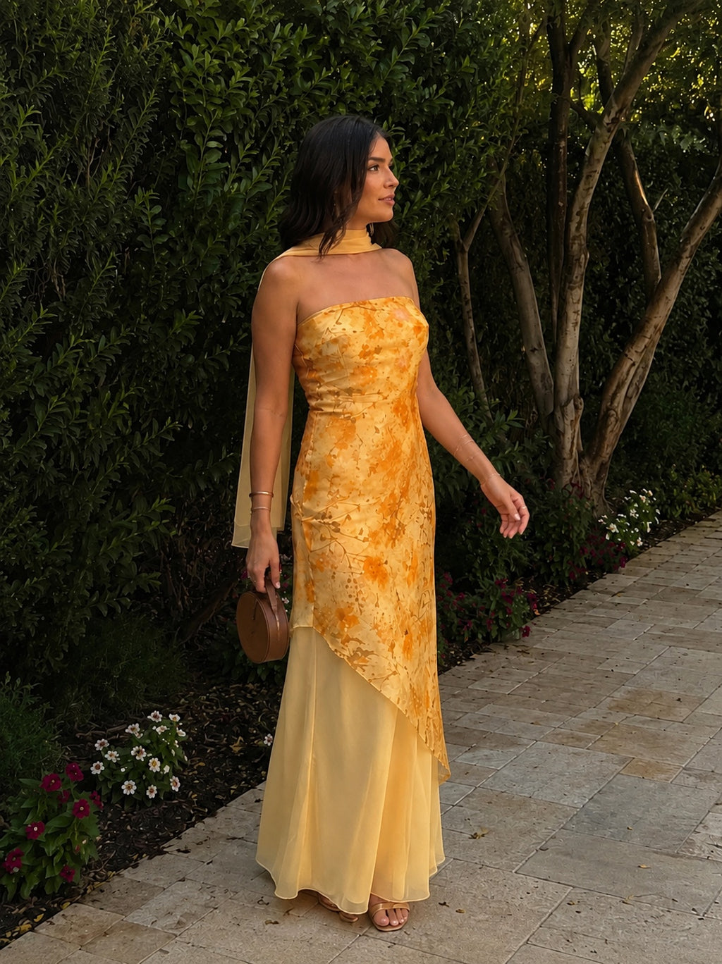 Crisantemo — Vestido Largo Mostaza | Luna Ferrer