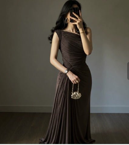 Vestido Largo Lurex Hombro Asimétrico - Luna Ferrer