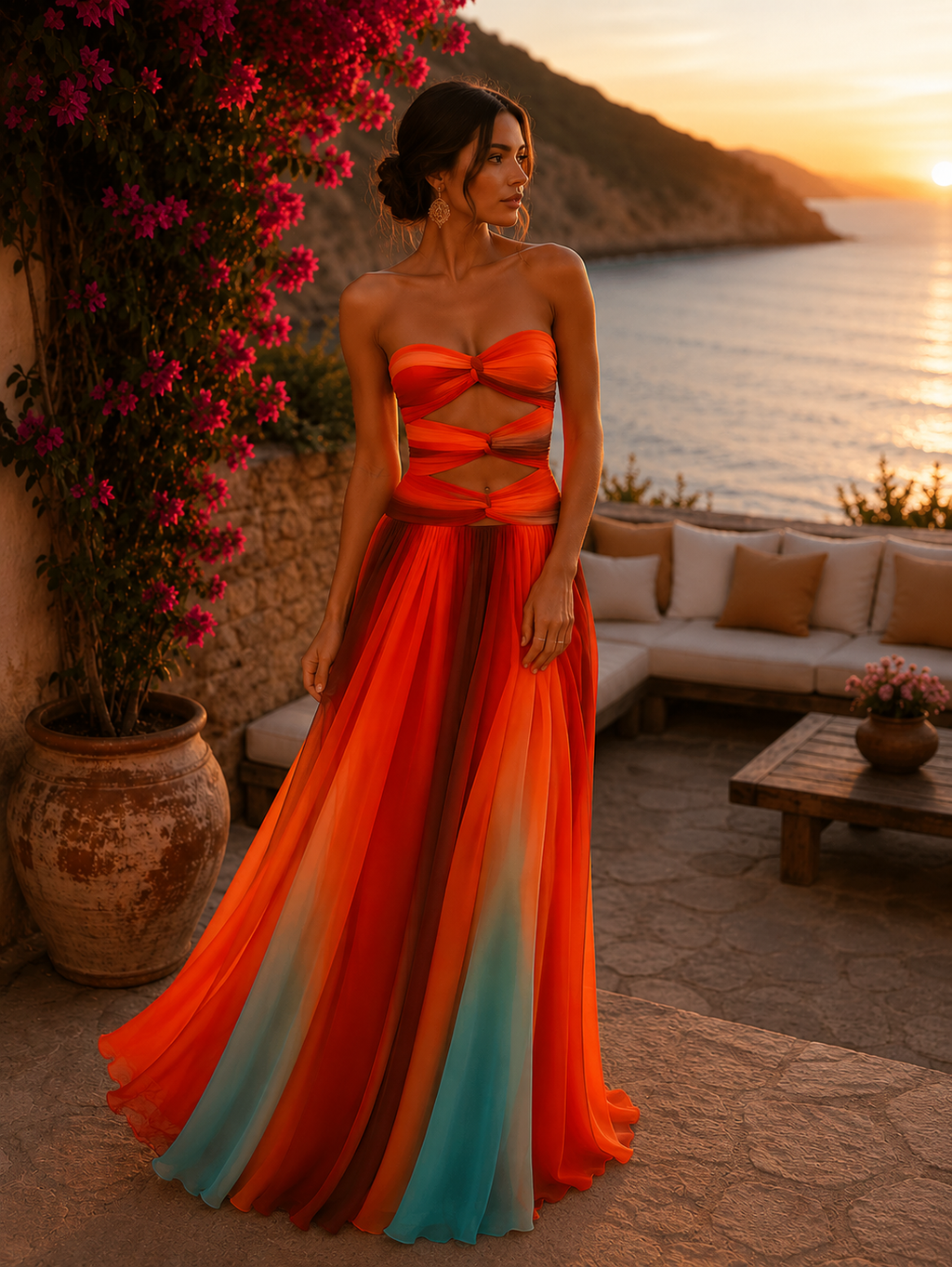 Prisma — Vestido Largo Estampado Multicolor | Luna Ferrer