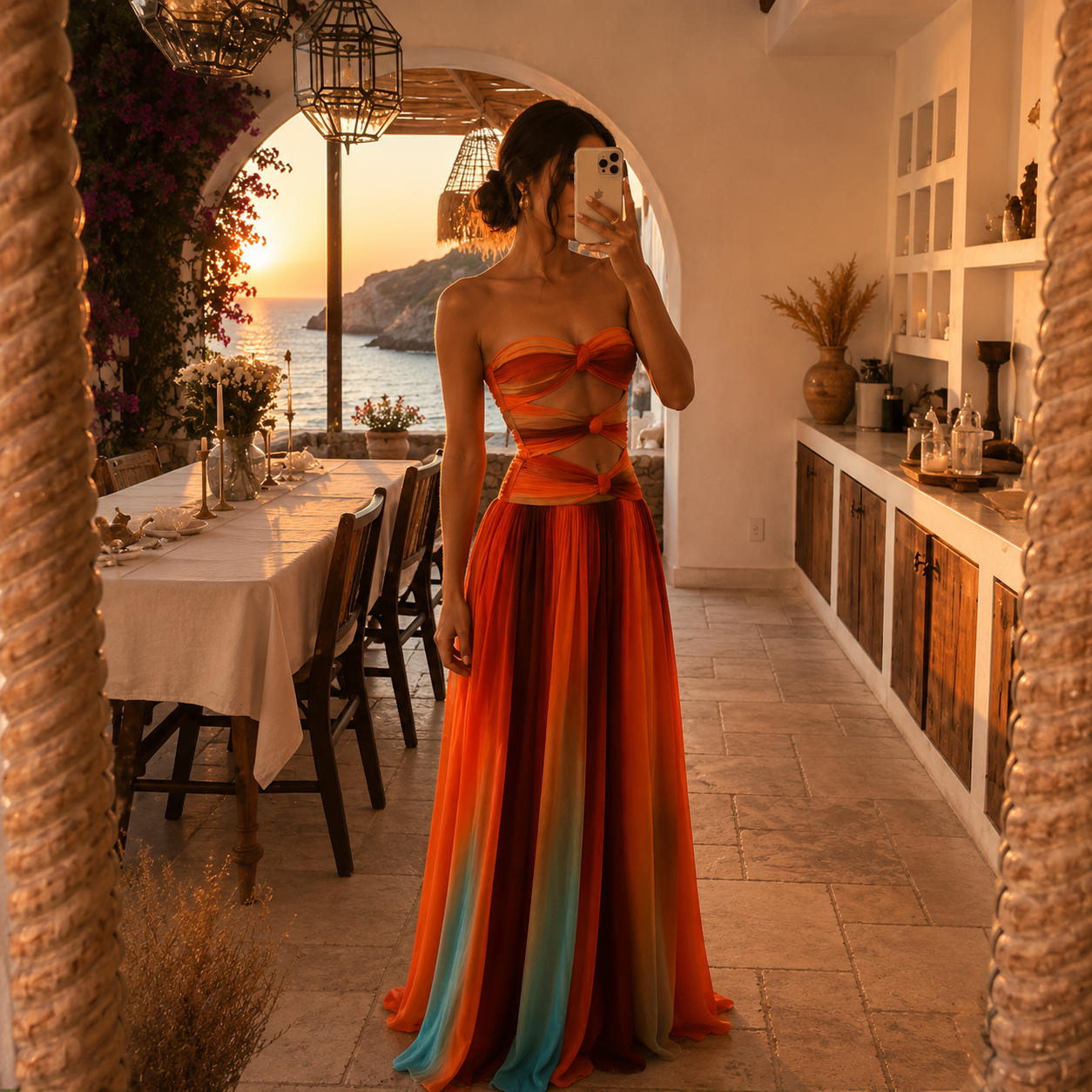 Prisma — Vestido Largo Estampado Multicolor | Luna Ferrer