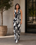 Zebra — Conjunto Blazer Peplum y Pantalón Palazzo | Luna Ferrer - Luna Ferrer