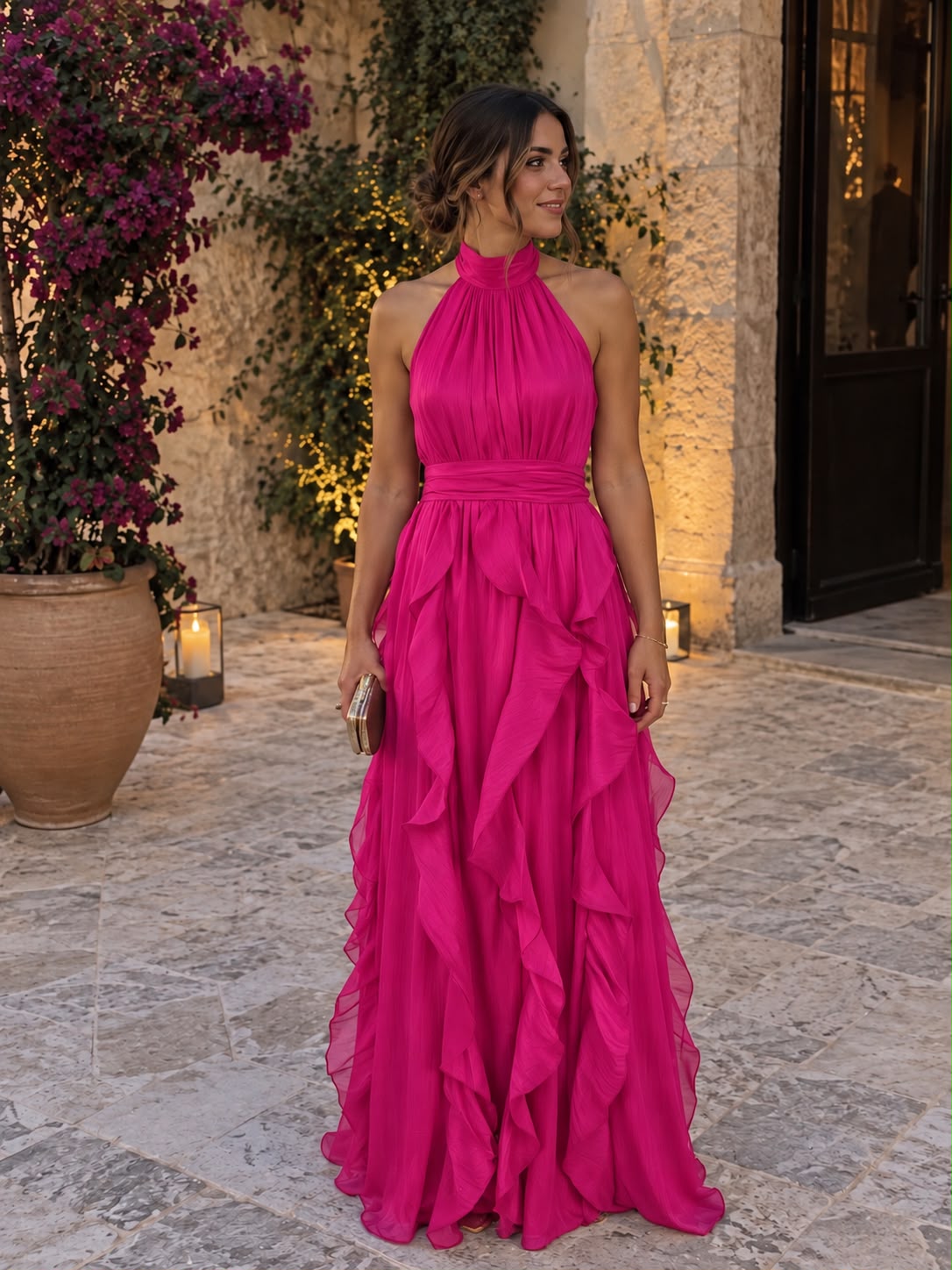 Cascade — Vestido Maxi de Fiesta con Volantes en Cascada | Luna Ferrer - Luna Ferrer