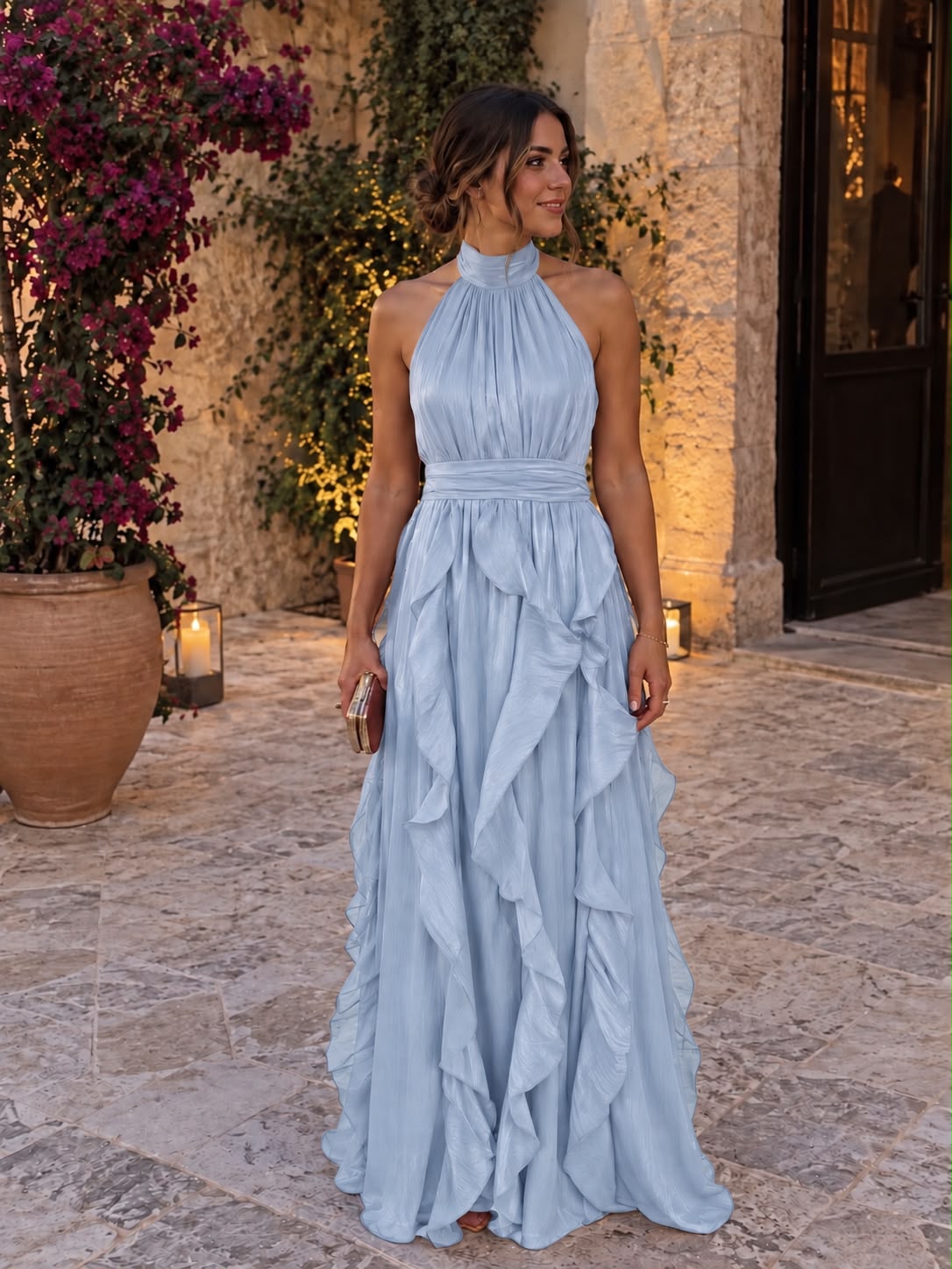 Cascade — Vestido Maxi de Fiesta con Volantes en Cascada | Luna Ferrer - Luna Ferrer