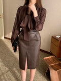 Sara Blusa vintage de gasa con lazo