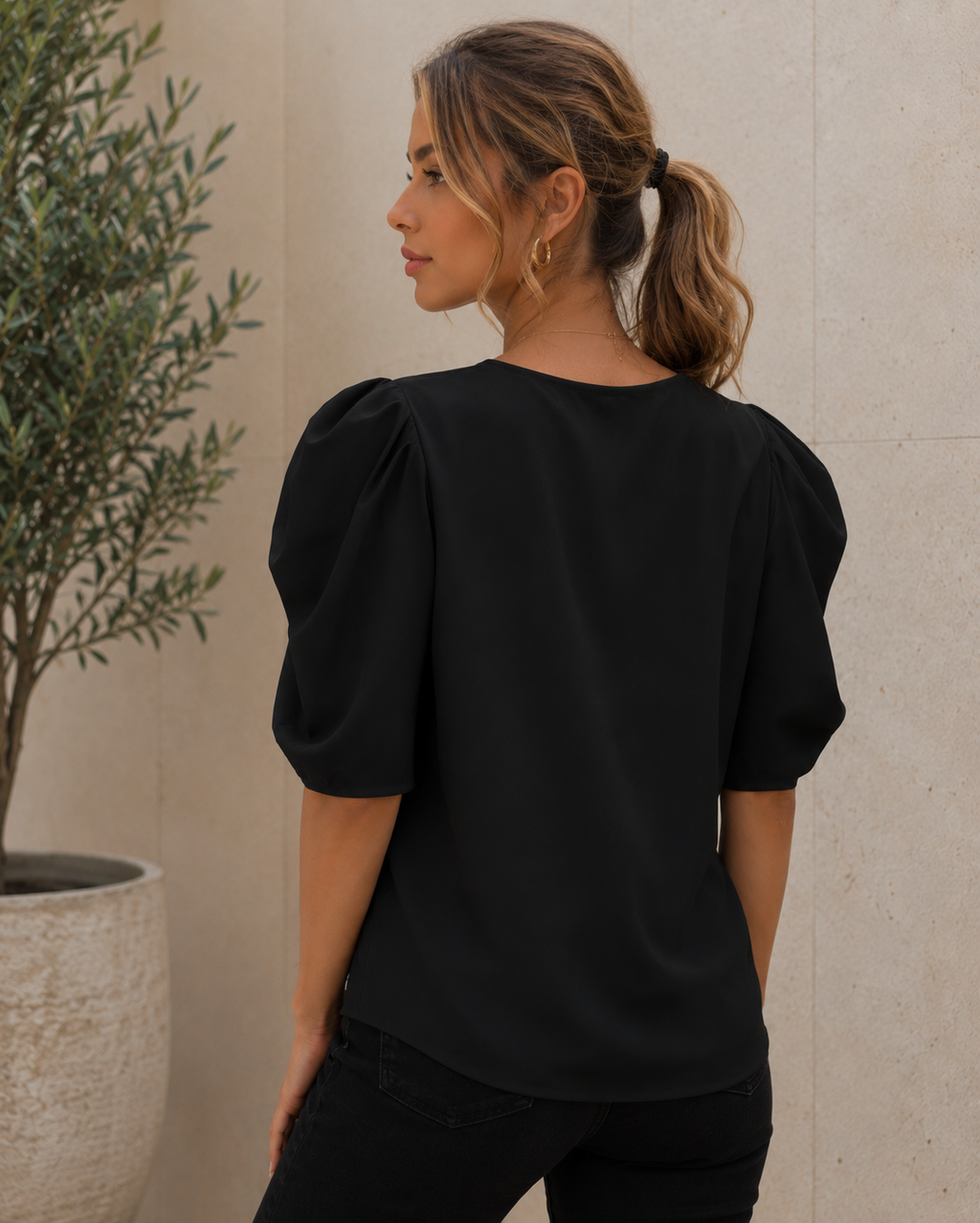 Sara — Blusa de Manga Abullonada