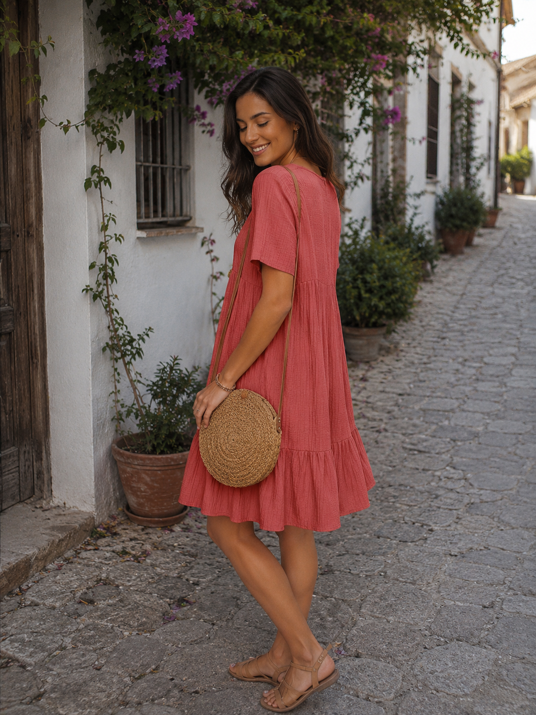 Valérie — Vestido Midi de Manga Corta | Luna Ferrer
