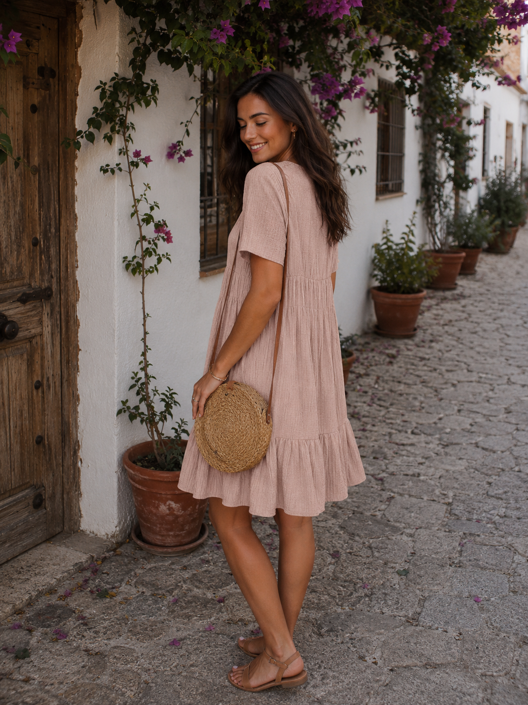 Valérie — Vestido Midi de Manga Corta | Luna Ferrer